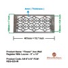 "Flower" Iron Wall Register with Louver - 6" x 14" (7-1/8" x 15-3/4" Overall)
